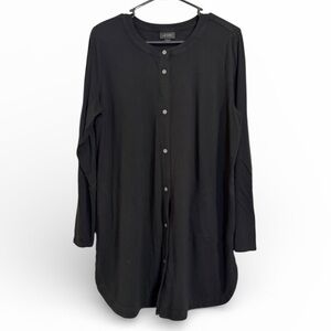J. Jill Black Wearever Collection Button Up Tunic Top Long Sleeve LARGE